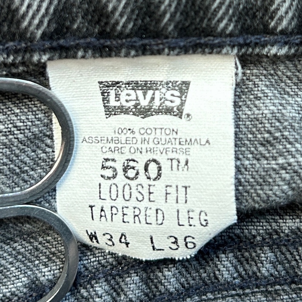 Levi's Vintage Charcoal Gray Orange Tab 560 Loose Fit Tapered Leg Jeans 34x36 - Picture 3 of 10